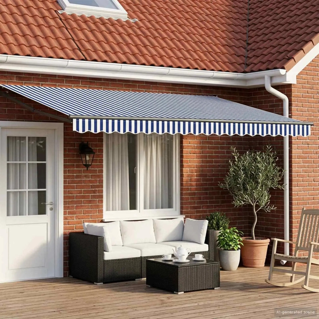 Tenda retrattile manuale con LED Blu, Bianco, Antracite 4 x 2 m 3419398