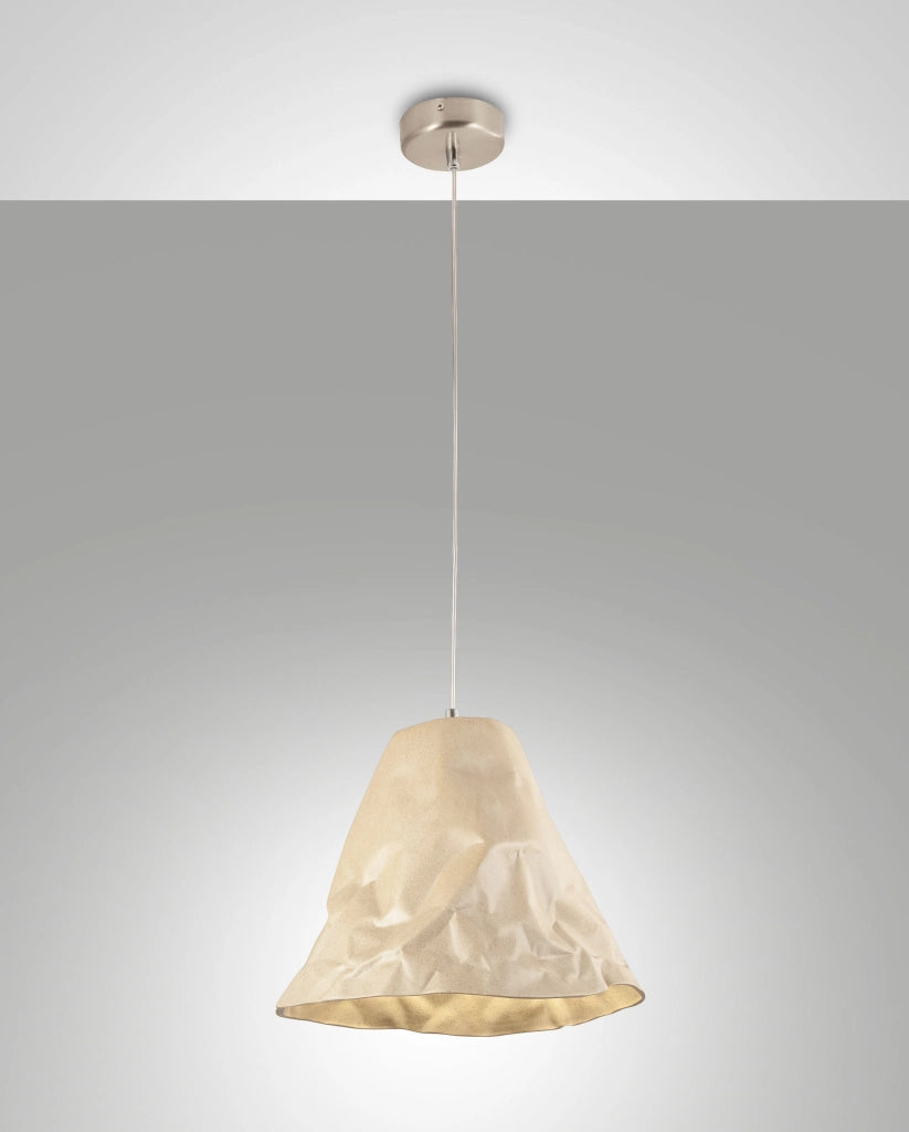 Lampada a Sospensione Crumple in Ceramica e Metallo Kaki, Attacco E27, Design Elegante e Moderno, Ideale per Illuminazione d'Interni