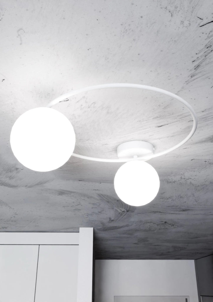 Plafoniera Emibig SOPRA 2 luci E14 vetro bianco 47cm