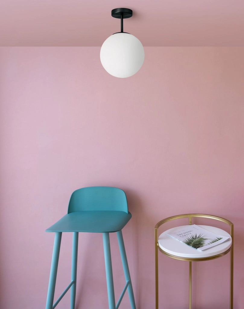 JUGEN BLACK LAMPADARIO DA SOFFITTO 1 LUCE VETRO BIANCO MONTATURA NERA ATTACCO E27
