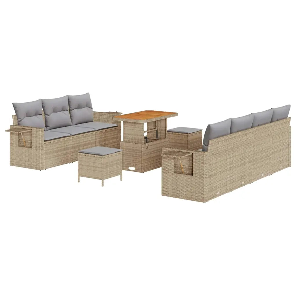 Set Divano da Giardino con cuscino 10 pcs beige e grigio chiaro 3363662