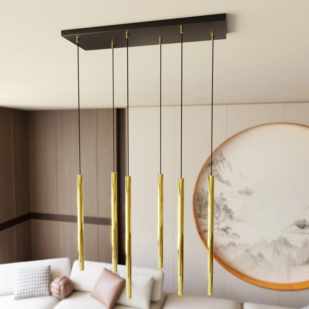 Lampada a sospensione glamour Selter oro rettangolare 6xG9 Emibig