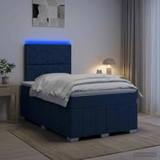 Letto Box Spring LED con Materasso Blu 120 x 190 cm Tessuto 3455569