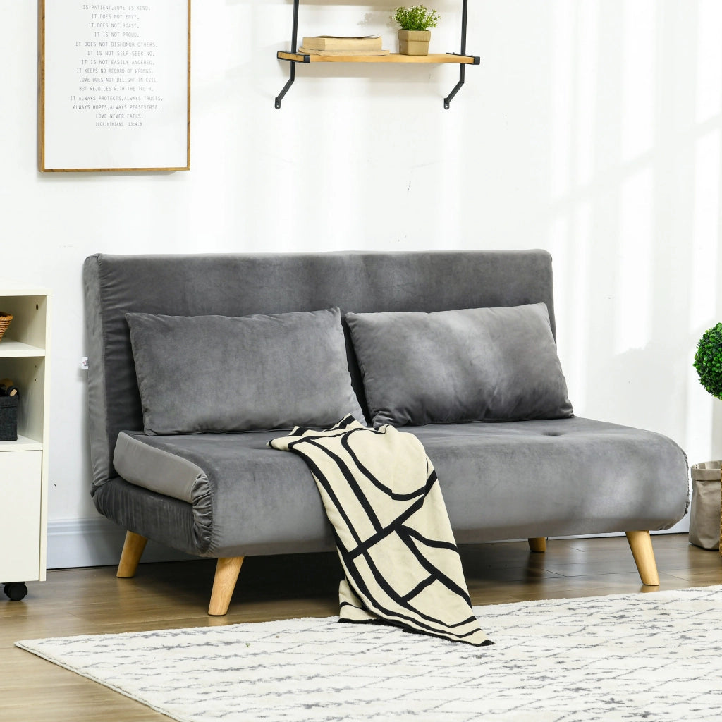 Divano letto ¨C Minimal ¨C grigio, velluto, 130x78x79 cm