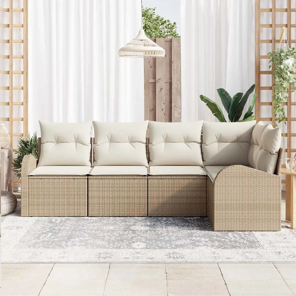 Set di divani con cuscino 5 pcs Beige Poliestere