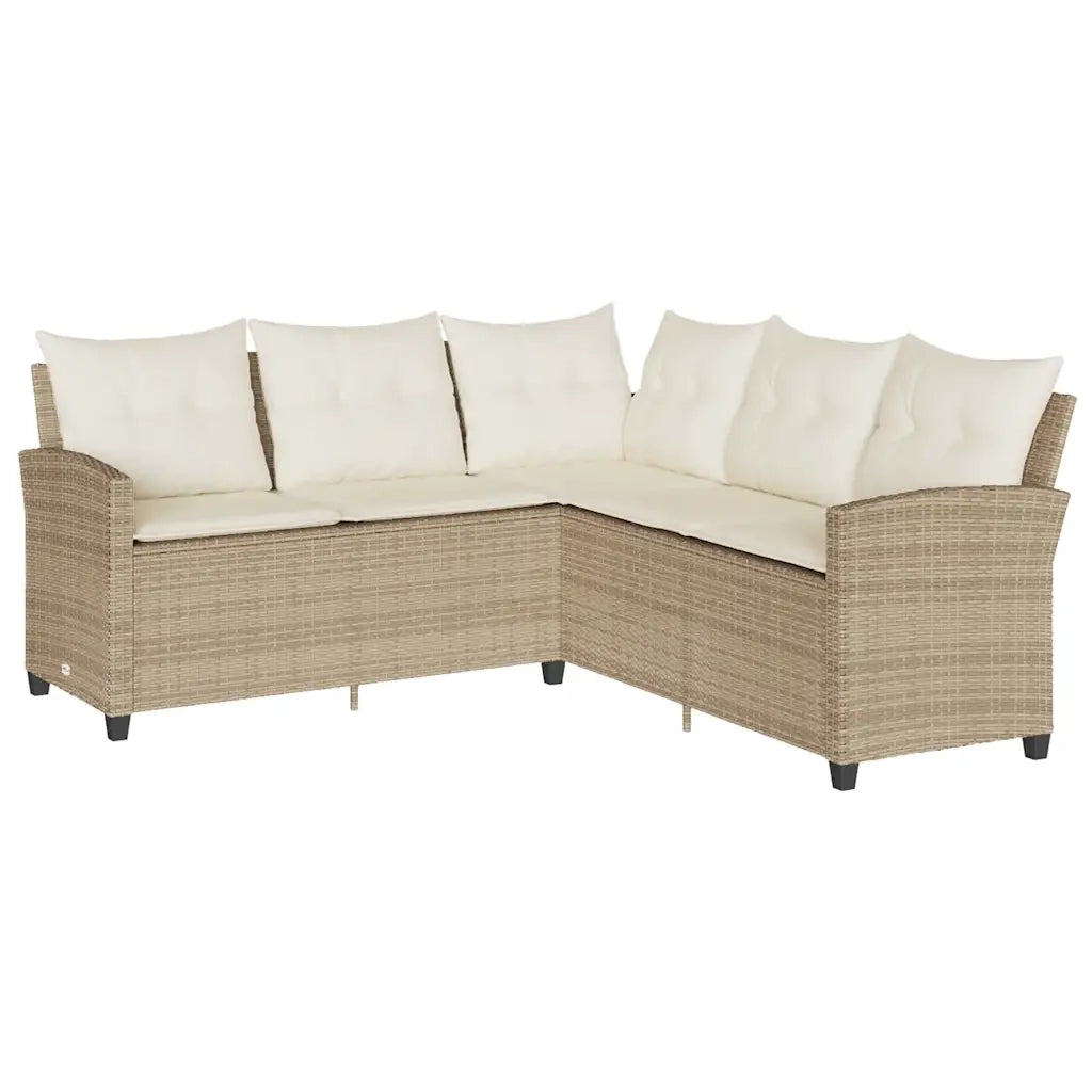 Divano a Forma di L con Cuscini-Sofa con Cuscini in Polyrattan Beige 662528