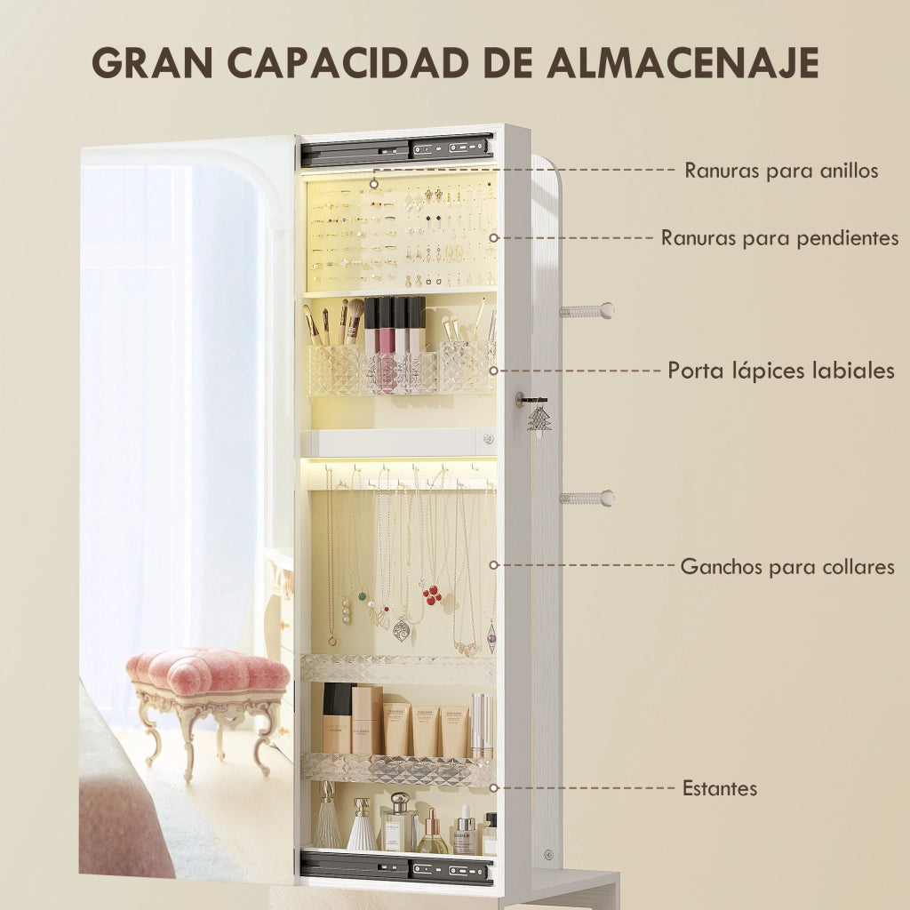Armadio Specchio con Luci LED e Giro 360¡ã ¨C Minimal ¨C Bianco Beige