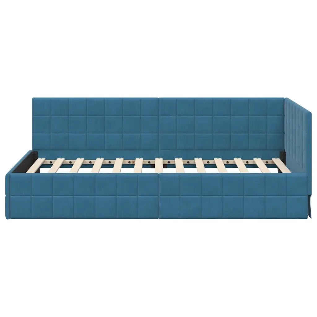 Cornice del letto ad angolo Blu 90 cm x 190 cm Velluto 42016377