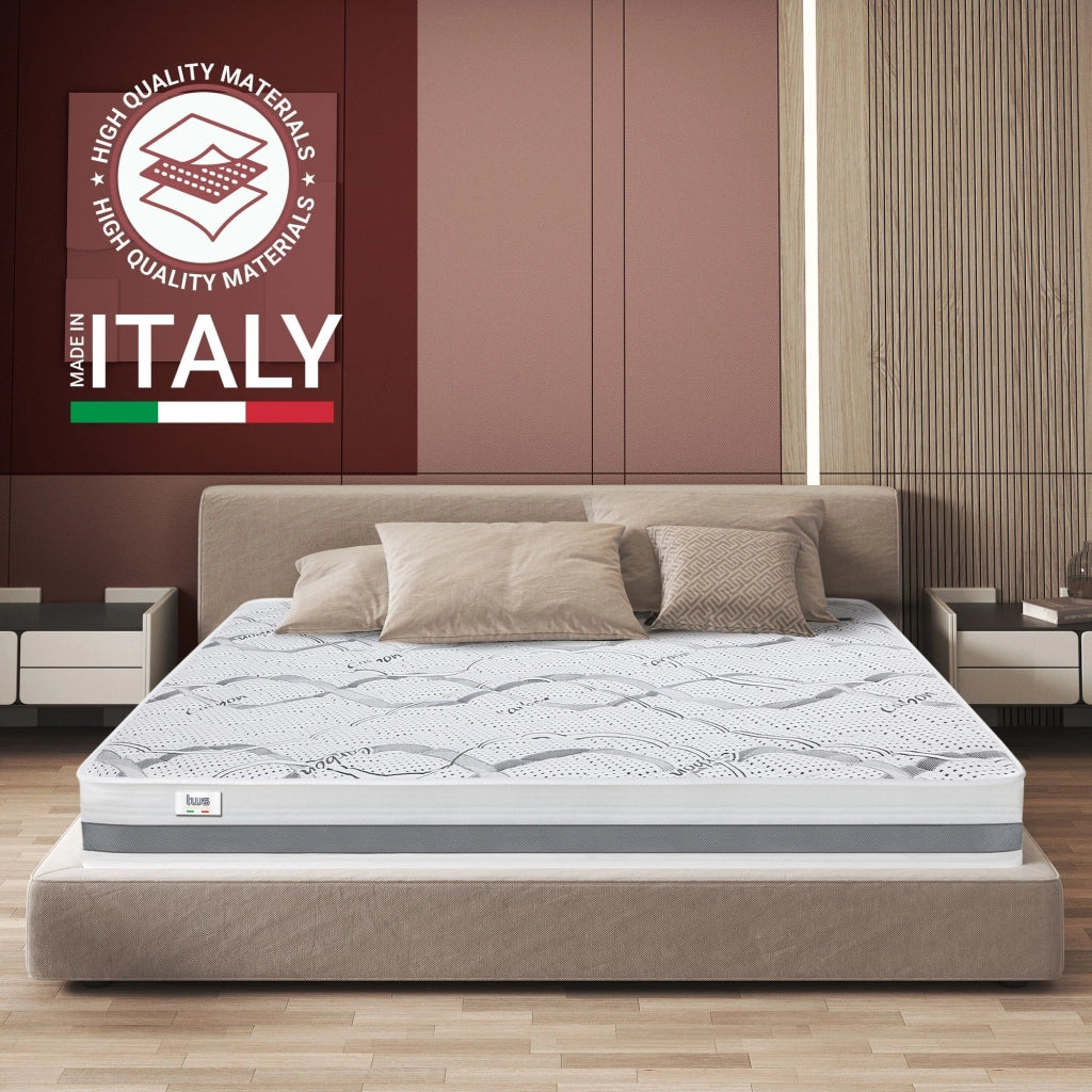Materasso in Memory Foam Singolo 110x175 Altezza 22 cm | Rigidità media/alta | Tessuto Anallergico e Traspirante | Proprieta' Ortopediche Automodellanti | Prodotto in Italia