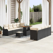Set Divano da Giardino con cuscino 11 pcs Nero e Crema