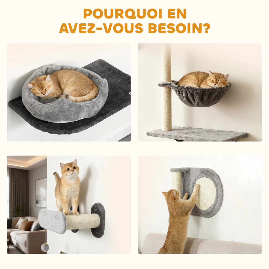 Scaffale per gatti ¨C Minimal ¨C grigio 5 pezzi con nicchie e piattaforme