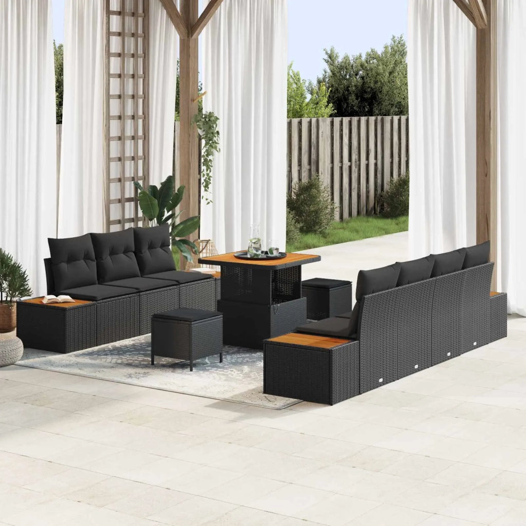 Set Divano da Giardino 10 pcs Nero polyrattan 3362874