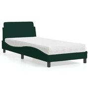 Letto con Materasso Dover Verde Scuro 90x190 cm in Velluto
