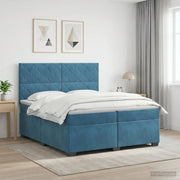 Letto box spring con materasso Blu 200 x 200 cm Velluto 3453720