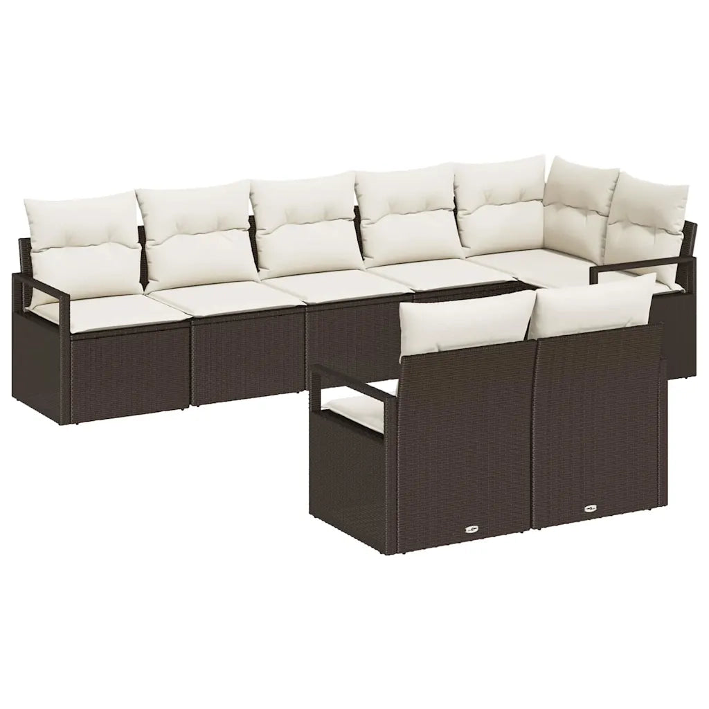 Set di divani 8 pcs Marrone polyrattan