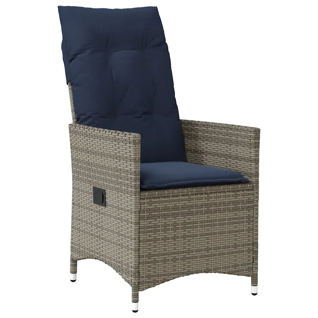 Set da Bistrot 3 pz con Cuscini Grigio in Polyrattan 365656