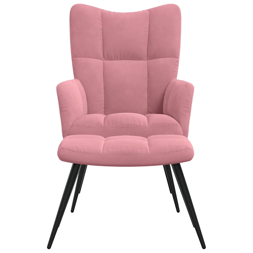 Poltrona Relax | Sedia Relax con Poggiapiedi Rosa in Velluto