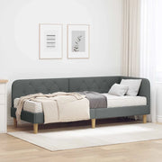 Cornice del letto ad angolo Grigio scuro 80 x 200 cm Tessuto
