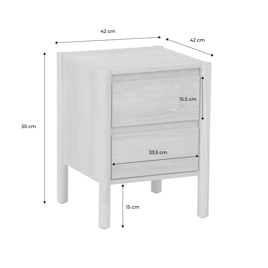 Comodino decorazione legno 2 cassetti, noce