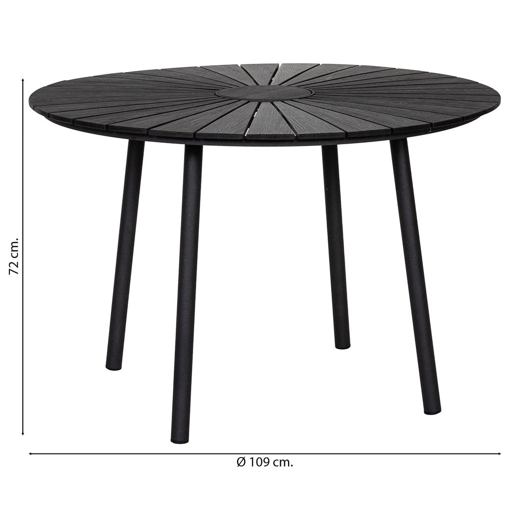 Tavolo in alluminio nero, P109,5 x 72 cm