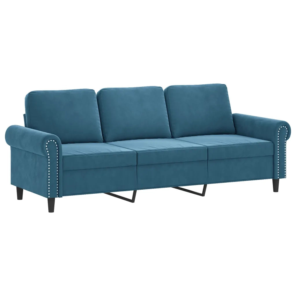 Set di Divani 4 pz con Cuscini Blu in Velluto