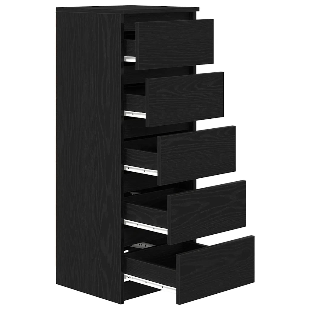 Credenza | Madia | Buffet da pranzo | Armadio da pranzo con Cassetti Rovere Nero 37,5x35x99 cm Truciolato