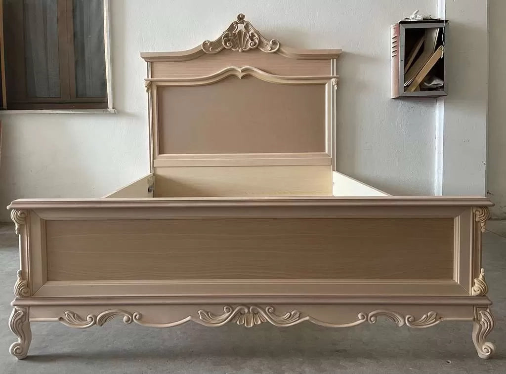 Letto 2 piazze 1 piazza e mezza classico barocco legno grezzo - Mobili 2G