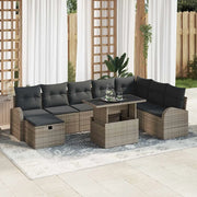 Set Divano da Giardino con cuscino 9 pcs Grigio Poly Rattan 3361108