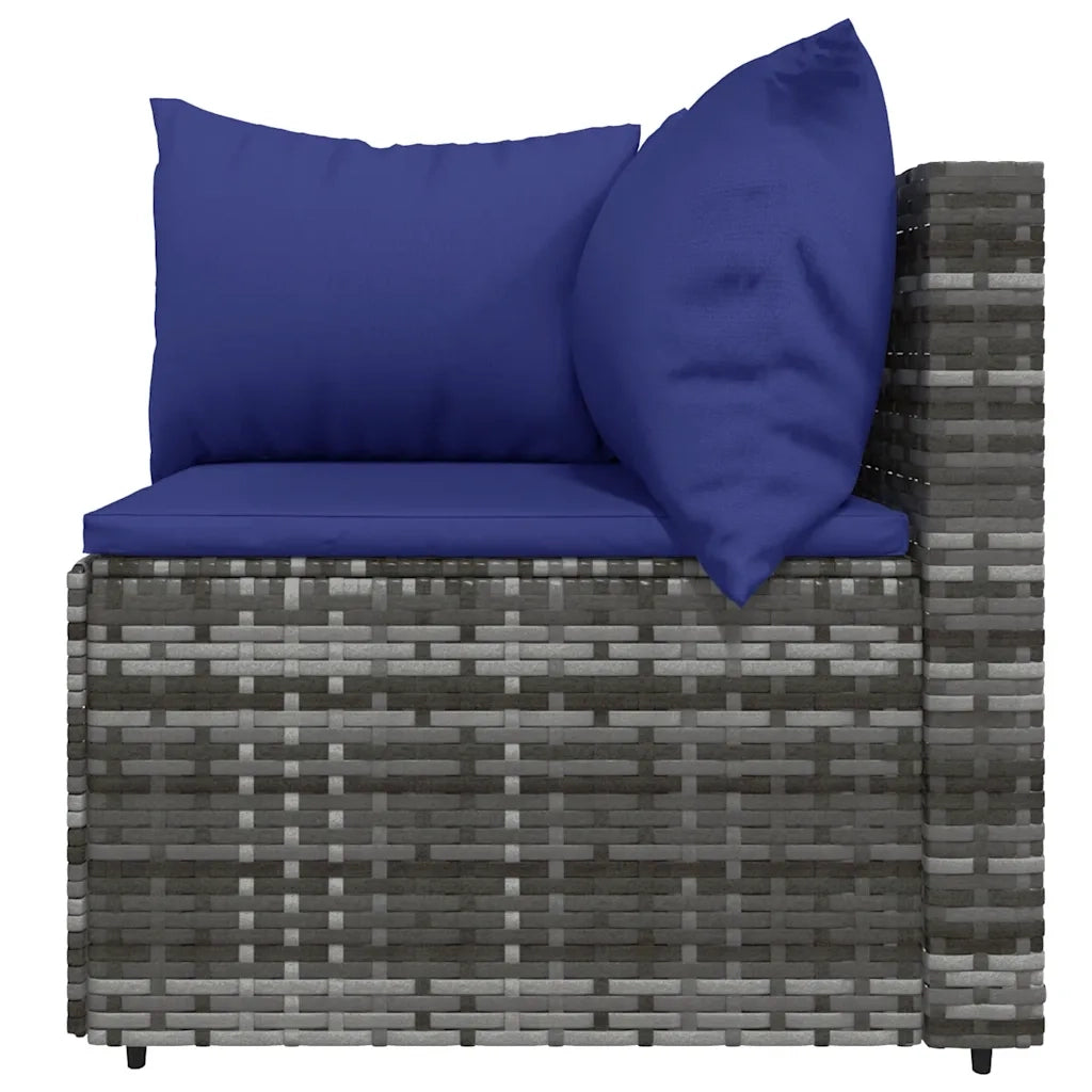 Set Divani da Giardino 4 pz con Cuscini in Polyrattan Grigio 319848