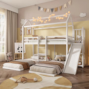 LETTO A CASTELLO CON SCIVOLO E SCALA 90x200 cm BIANCO 3 POSTI