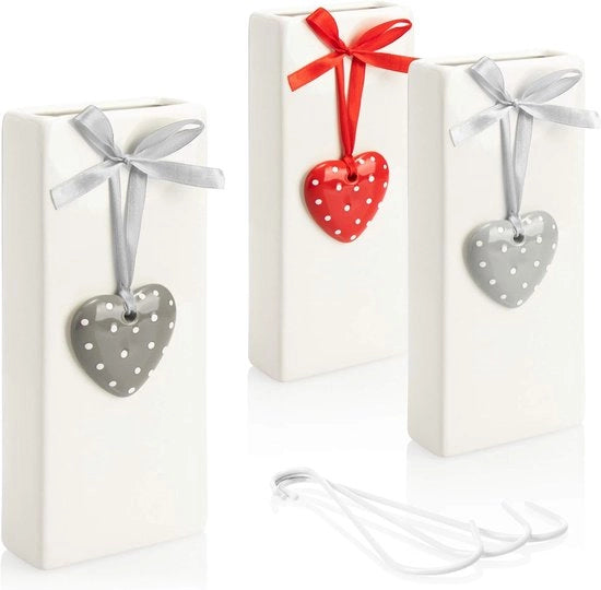3 x Radiatore Umidificatore - Disidratatore di Acqua con Decorazione a Cuore - Bianco (03 Pezzi - Cuore)
