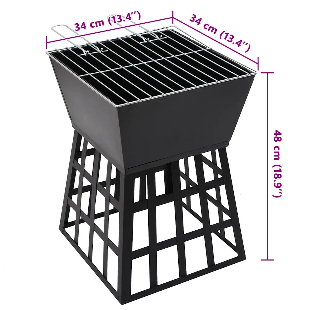 Braciere e Barbecue 2 in 1 34x34x48 cm in Acciaio 315089