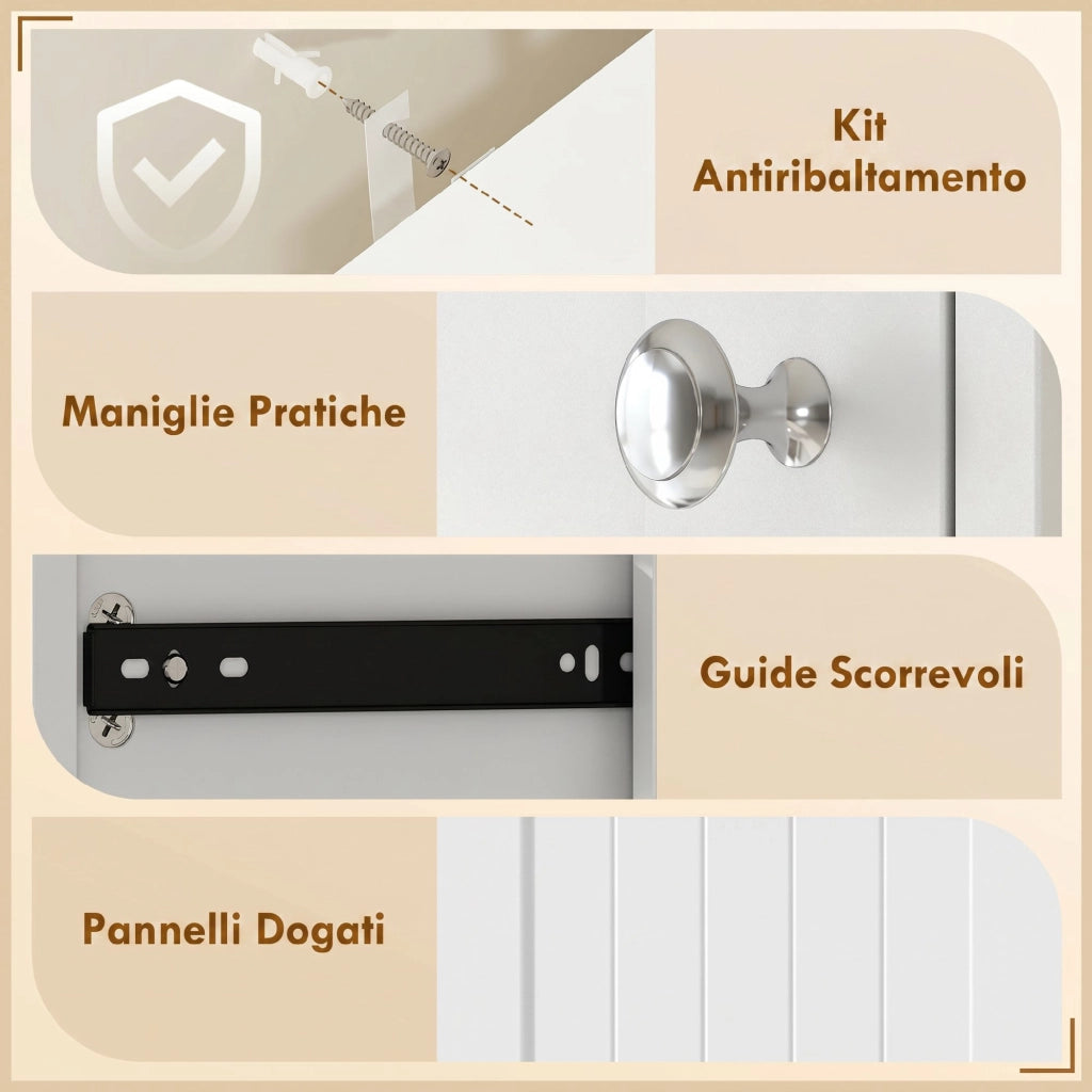 Armadietto da Bagno con Cesto e Cassetti ¨C Minimal ¨C Bianco