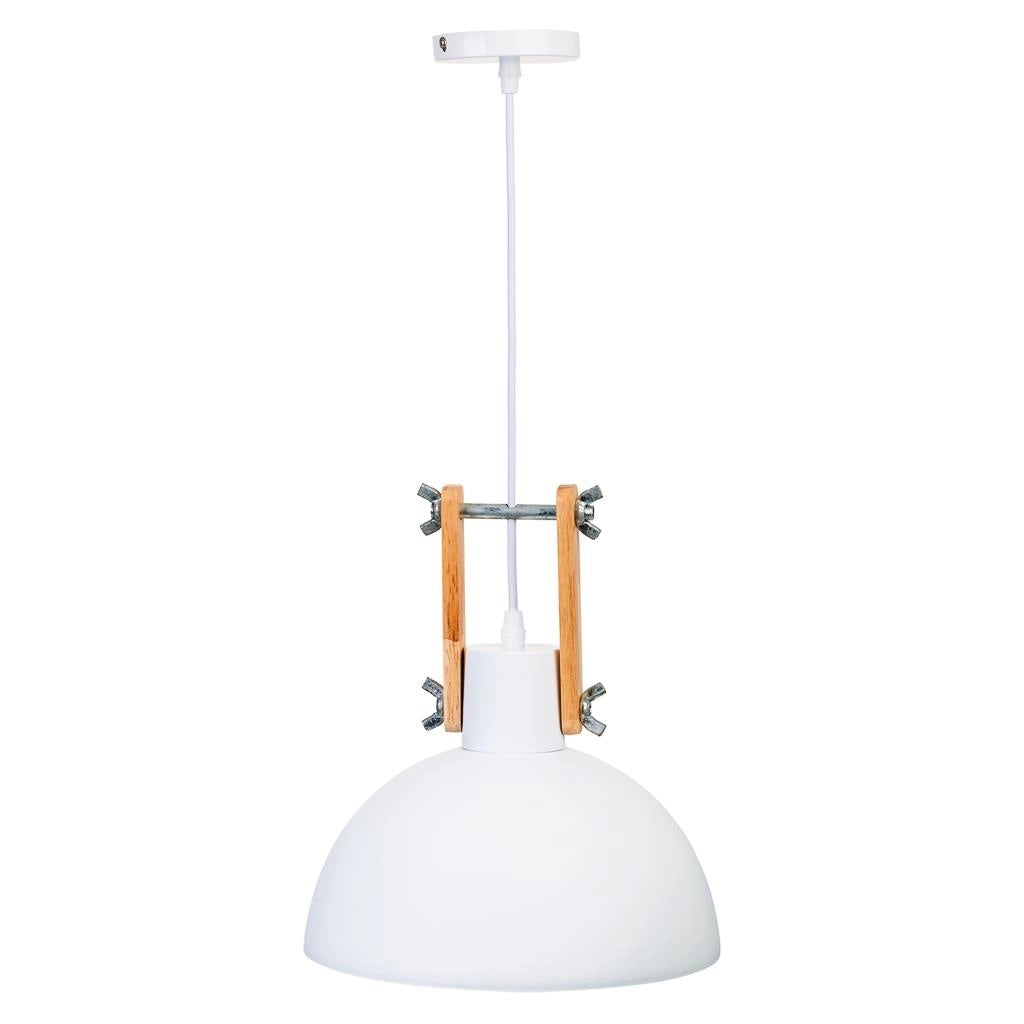 Plafoniera in legno bianco e metallo 25x25x32h