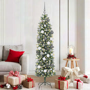 Albero di Natale Artificiale Sottile Verde e Bianco 180 cm 3395292