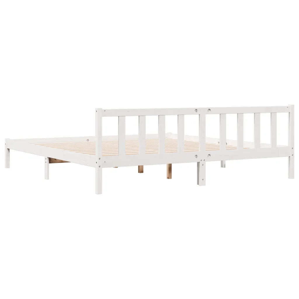 Letto Extra Lungo senza Materasso-Struttura Letto Bianco 200x220 cm in Pino 408939