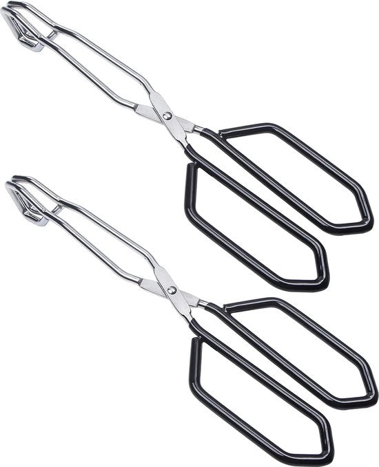 2 x Pinze a Scatto in Acciaio Inossidabile con Maniglia di Gomma 28cm Nero