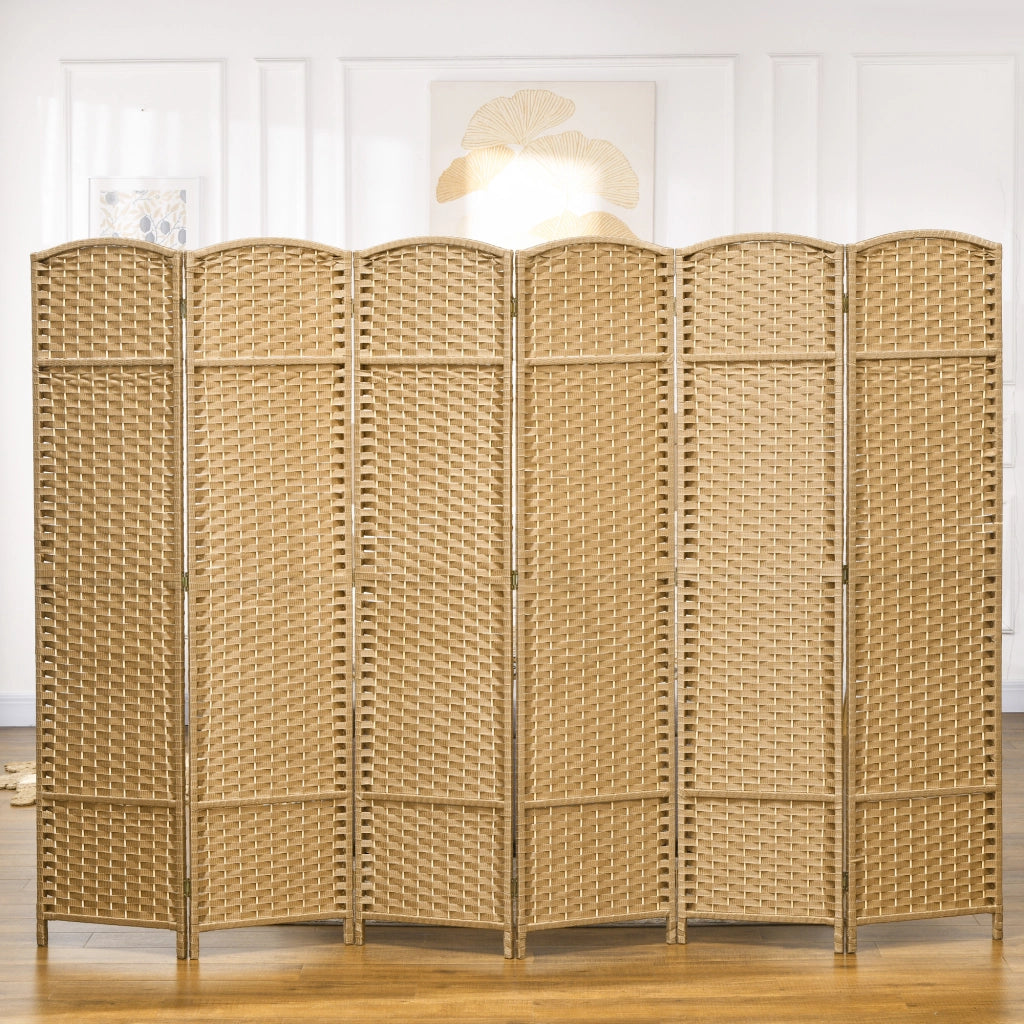Paravento ¨C Minimal ¨C Naturale, Legno, 6 Pannelli, Pieghevole