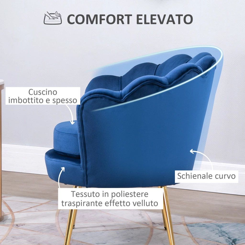 Poltrona Relax ¨C Zephmum ¨C Blu, Tessuto, 76x67x74cm
