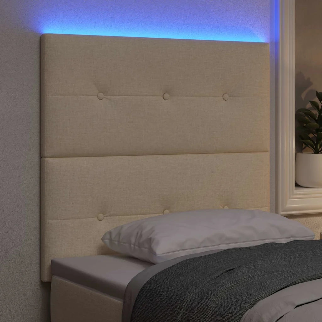 Testiera LED con strisce LED con testiera Crema 90 cm Tessuto 3338402
