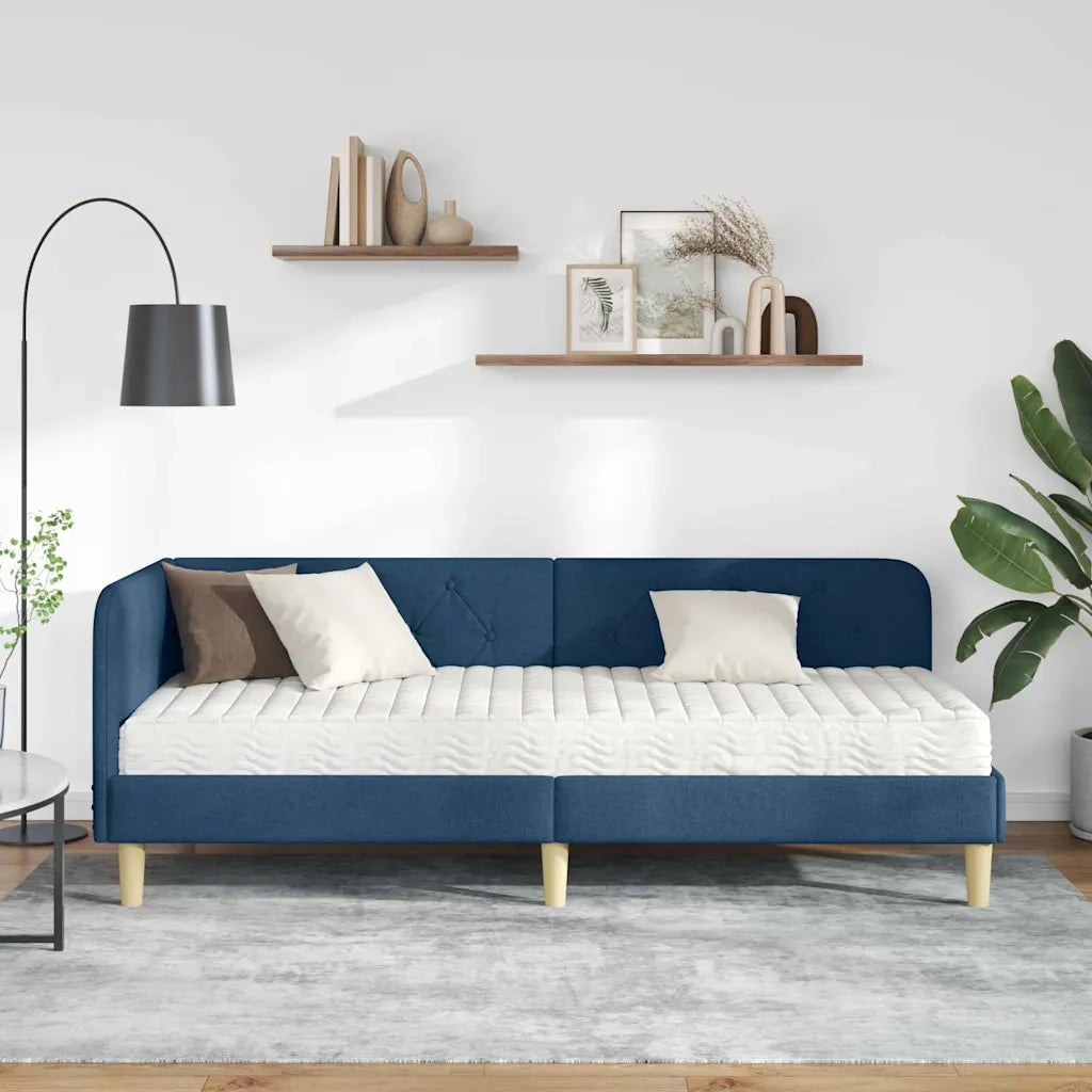 Cornice del letto ad angolo Blu 80 x 200 cm Tessuto 3394108