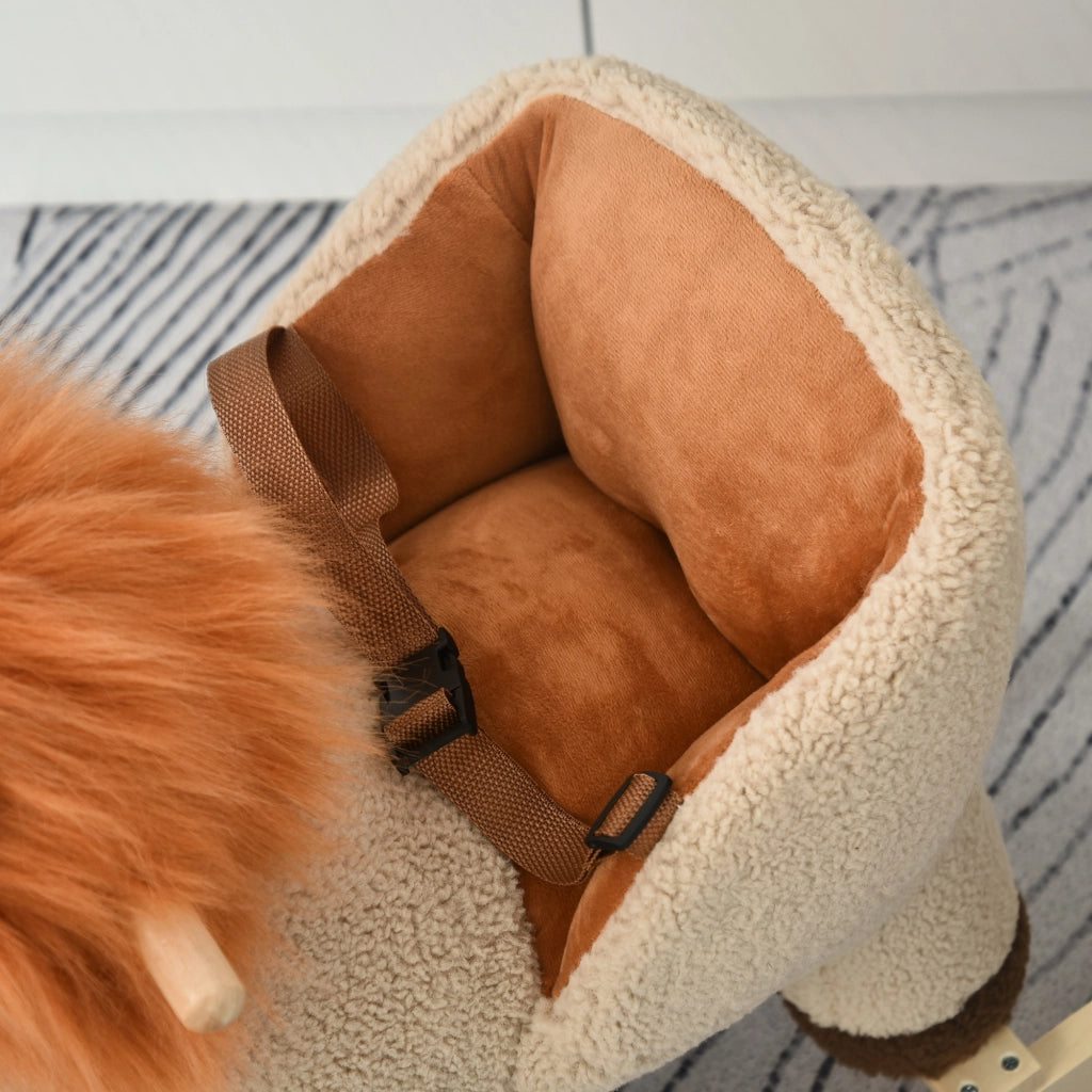 Dondolo Leone Giocattolo per Bambini ¨C Minimal ¨C Legno e Peluche