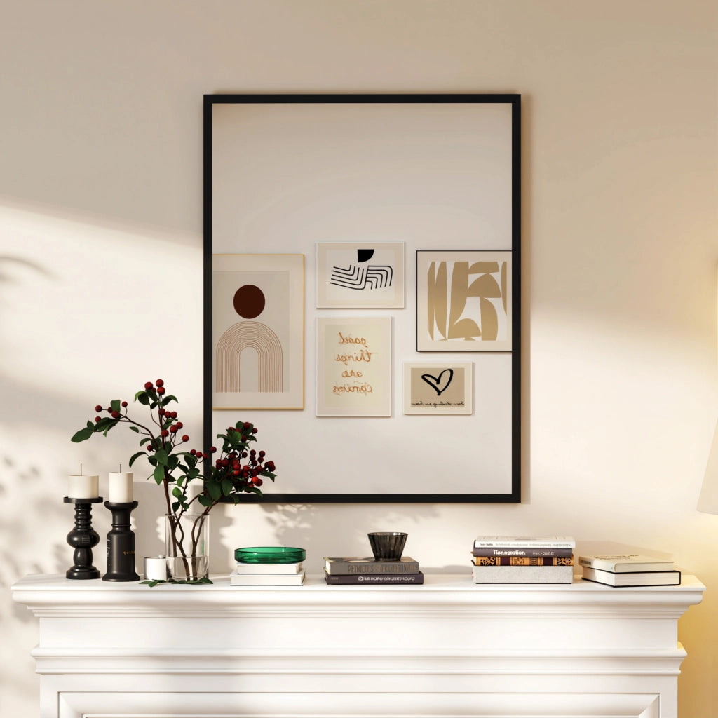 Specchio da parete rettangolare ¨C Xylo ¨C cornice legno nero 90x70 cm
