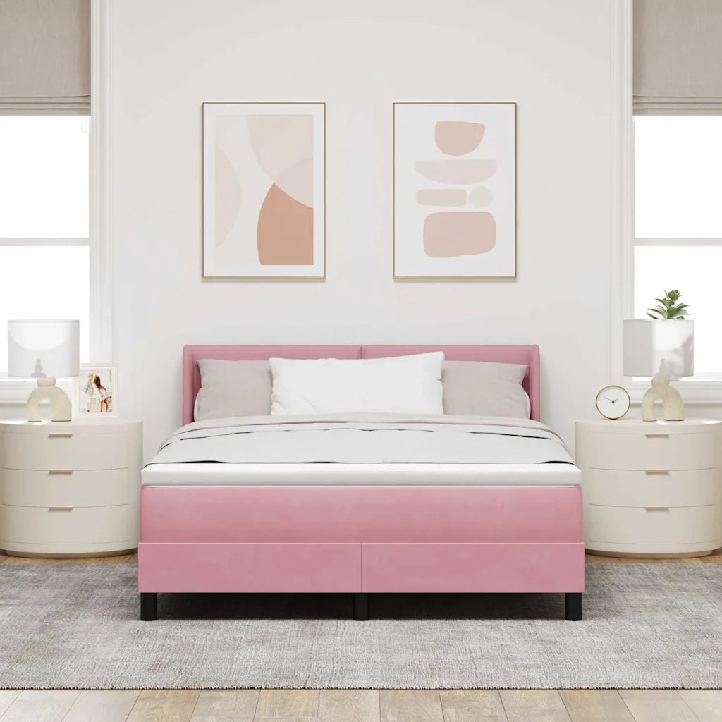 Letto a molle con materasso Rosa 200 x 140 cm Poliestere