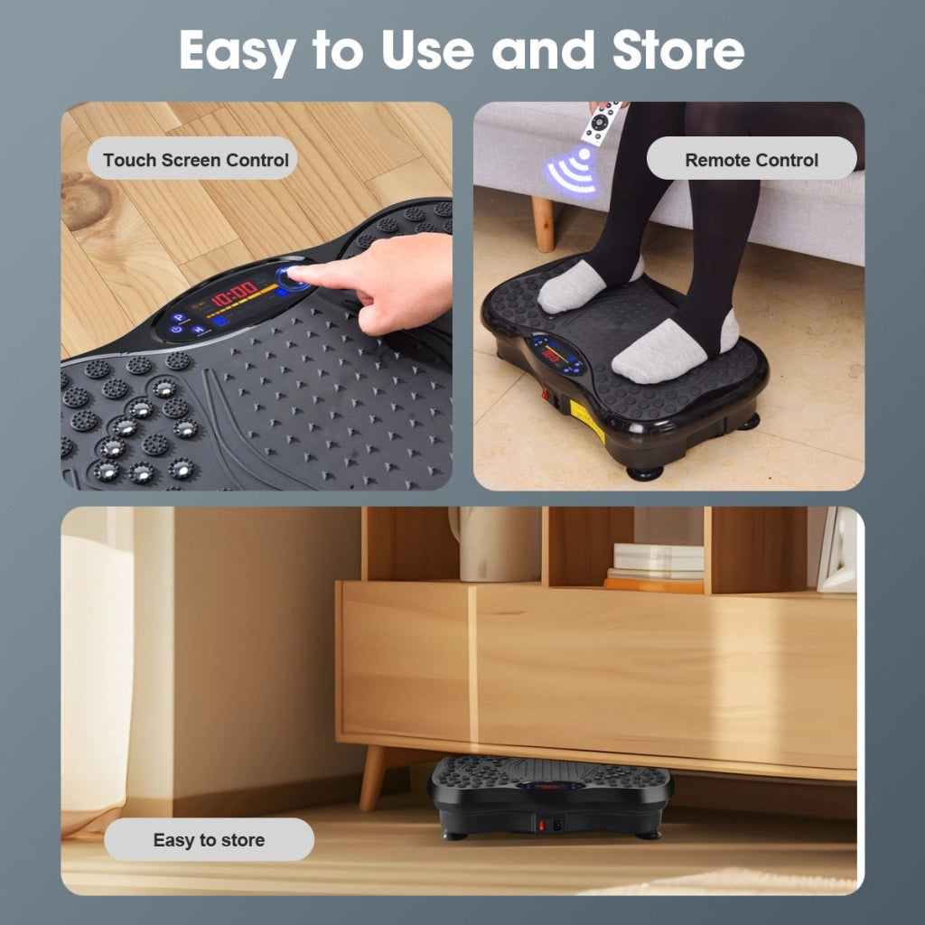 Piattaforma vibrante fitness Bluetooth 5 programmi 99 livelli 2 fasce elastiche e telecomandonero