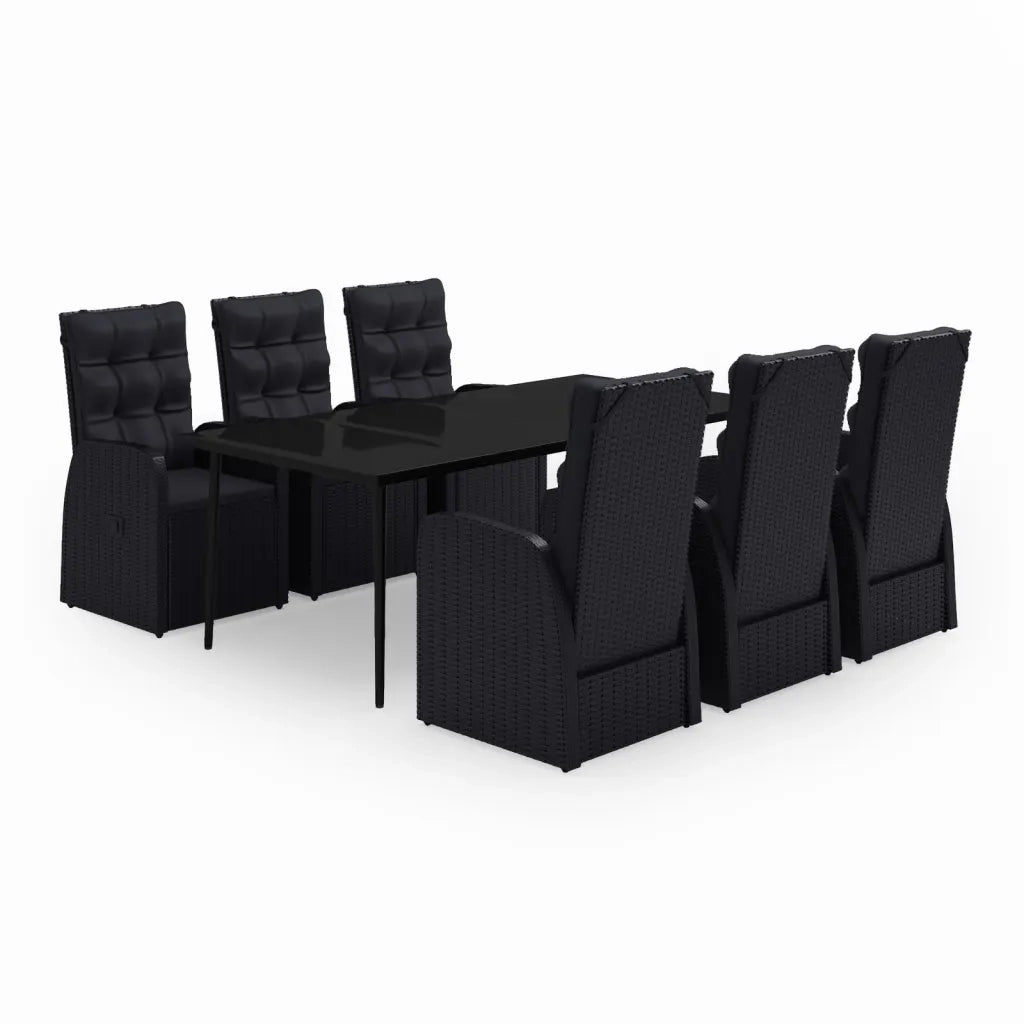 Set da Pranzo da Giardino 7 pz con Cuscini Nero 3099495