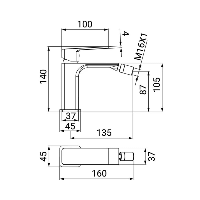 Miscelatore Bidet Serie Kant con Piletta Click Clack Cromato