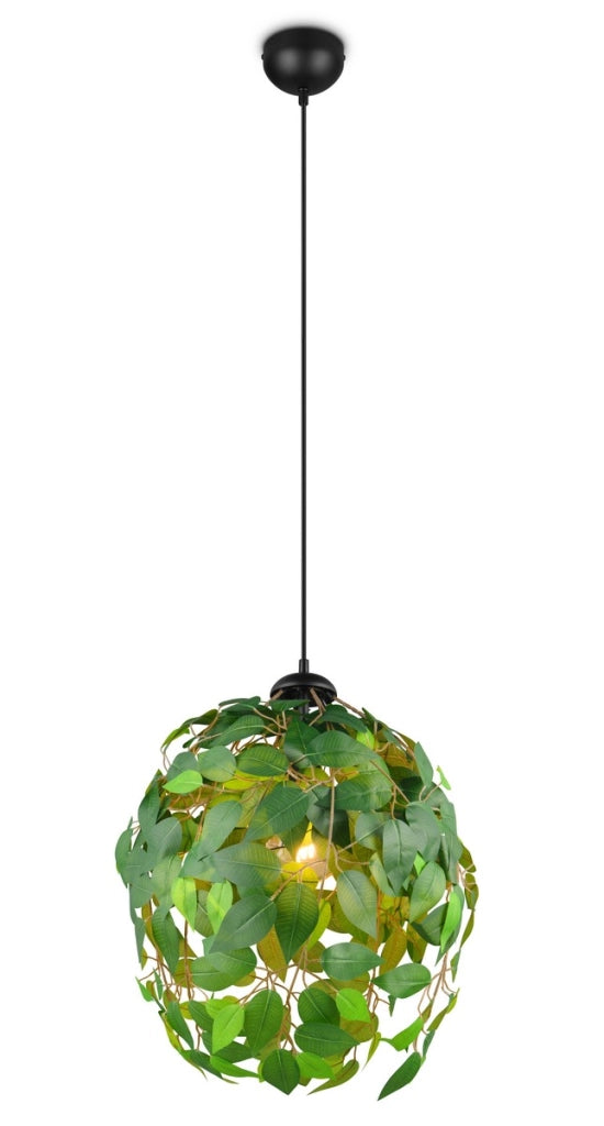 Lampada sospensione LEAVY verde foglie Ø38 E27 catena