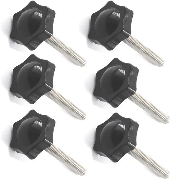 Maniglia a Manopola 38mm - Viti di Regolazione - Filo M10 - Acciaio Inossidabile - Plastica - Duraturo e Facile da Installare - Manopola a Viti
