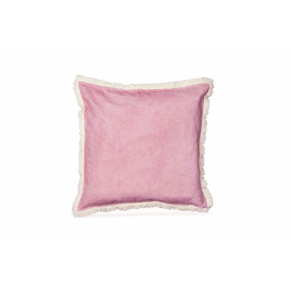 CUSCINO ARREDO CON FRANGE 65X65 CM IN COTONE E POLIESTERE